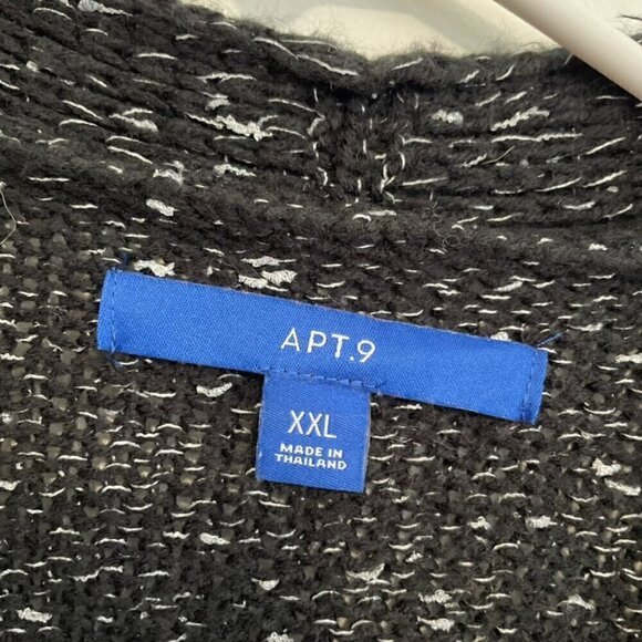 APT. 9 APT.9 Long Cardigan Black Silver Metallic Open Front Longline Sweater XXL - Picture 5 of 15